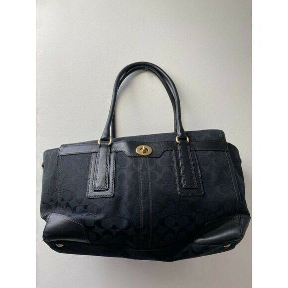 COACH Large Black Jacquard Fabric Tote Bag