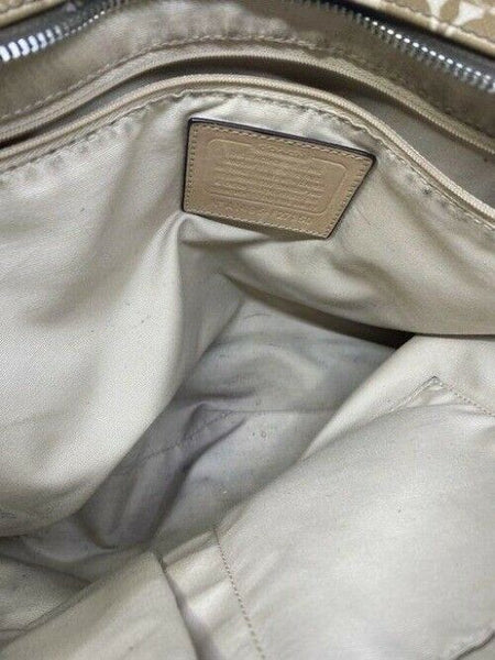 coach w w detachable specialty tie accent tan white shoulder bag