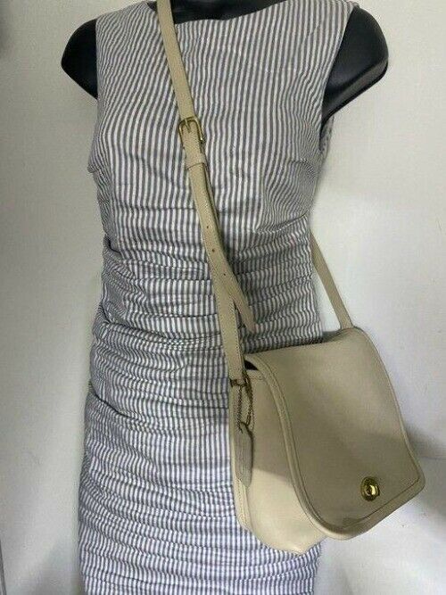 coach vintage rare beige leather cross body bag