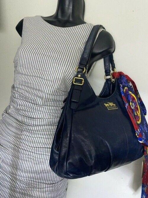 coach tote w large bag tote w detachable specialty navy leather shoulder bag