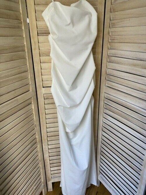 Nicole Miller Ivory Strapless Rouged Gown Msrp