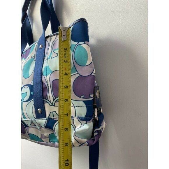 COACH Large Blue White Purple Jacquard Fabric Tote Bag