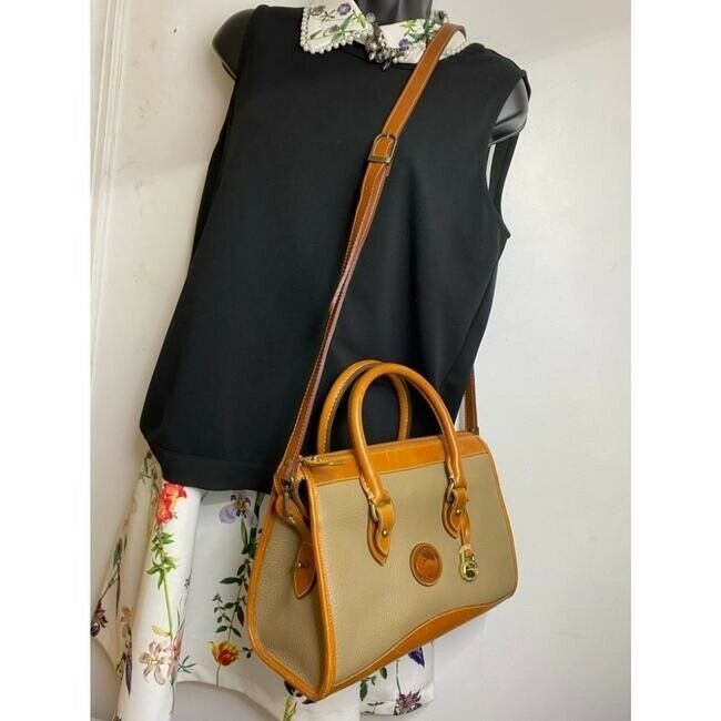 dooney and bourke vintage gray brown leather cross body bag