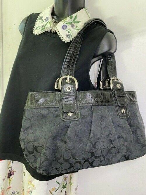 coach bag large black fabric tote