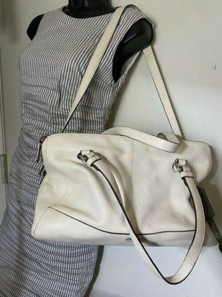 Coach w medium handbag w strap classic white leather shoulder bag