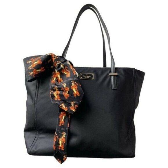 KATE Spade Black Large Nylon Tote Bag w/Tie Accent