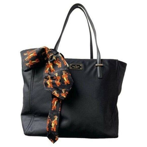 KATE Spade Black Large Nylon Tote Bag w/Tie Accent