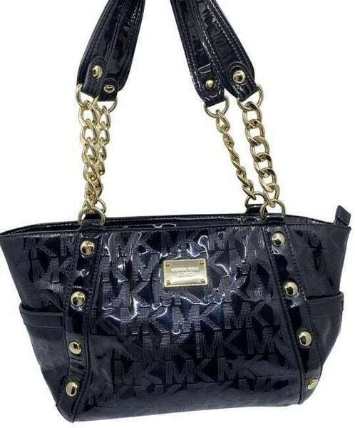 michael kors bag black patent leather tote
