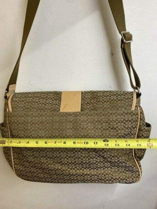 coach xl all over logo cream brown jacquard fabric messenger bag