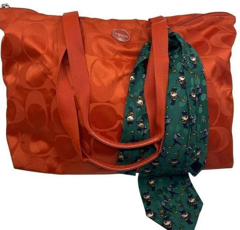 coach w w detachable specialty tie accent coral shoulder bag