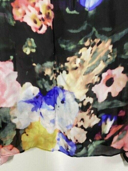 nicole miller multicolor new ls floral msrp sample small blouse