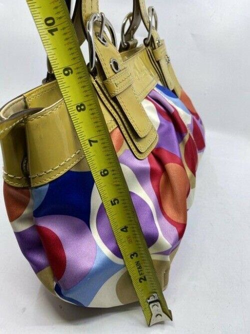 coach bag purple blue red fabric tote