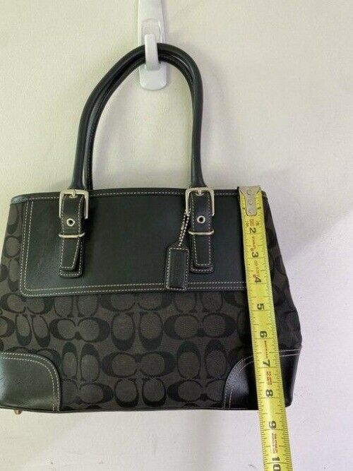 coach bag gray black fabric tote