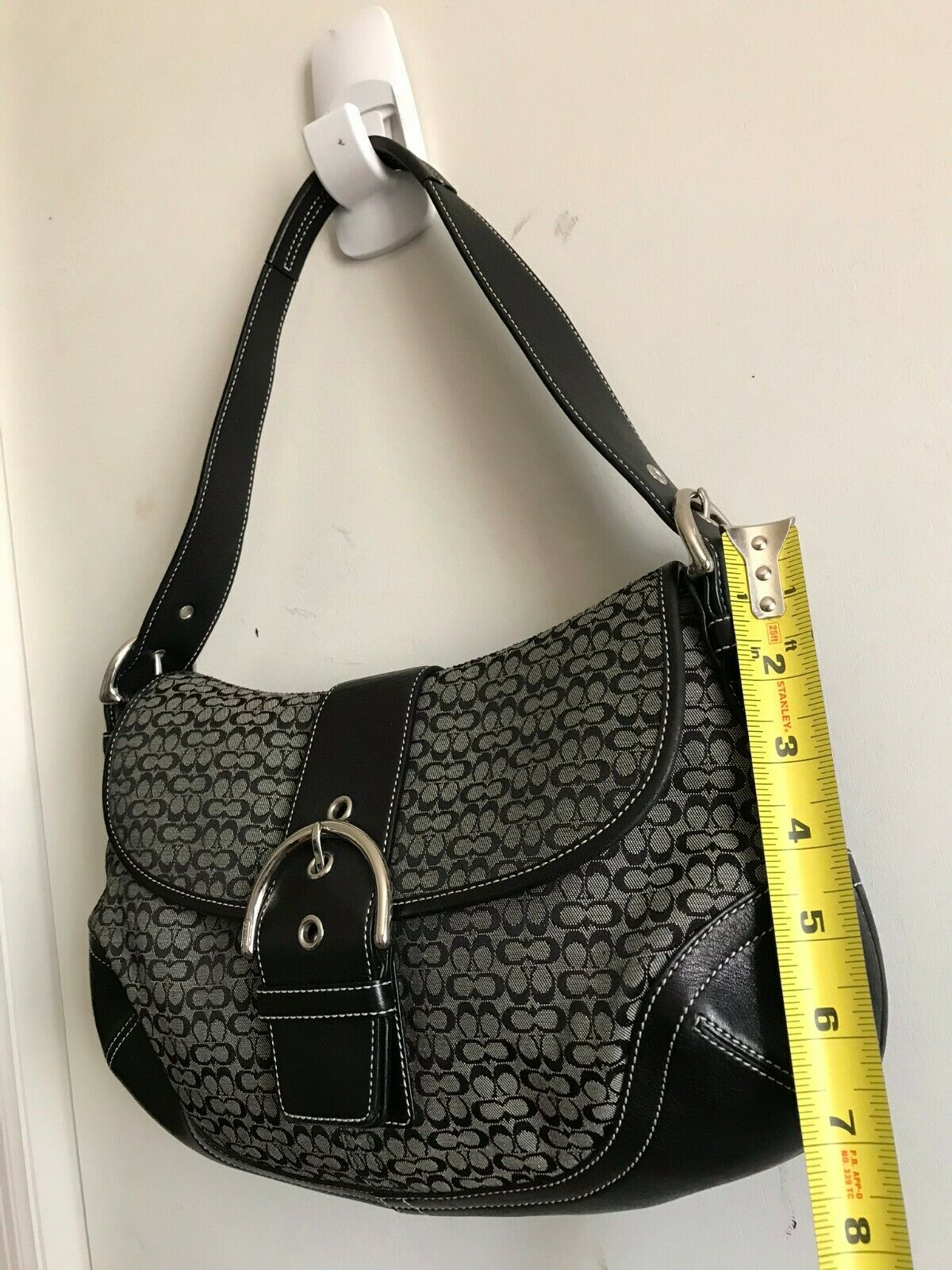 Coach Black Fabric Signature hand bag