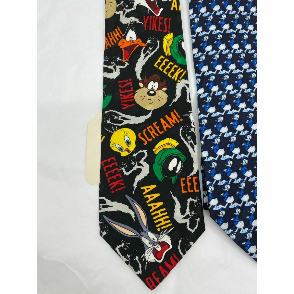 New Lot of 3 Neck tie Disney, Looney Tunes Black Red White Total Msrp 75