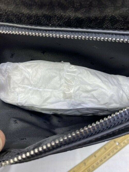 Michael Kors Hudson Crocodile Embossed And Logo Black Leather Backpack