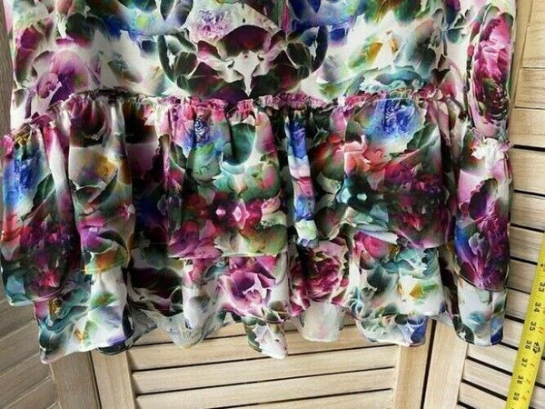 Nicole Miller multi color new tie shift MSRP short formal dress