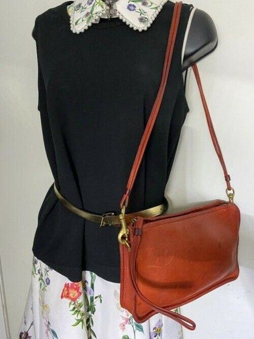 coach vintage medium red leather cross body bag