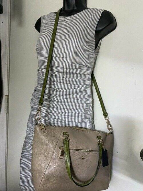 Coach prairie medium satchel tan leather cross body bag