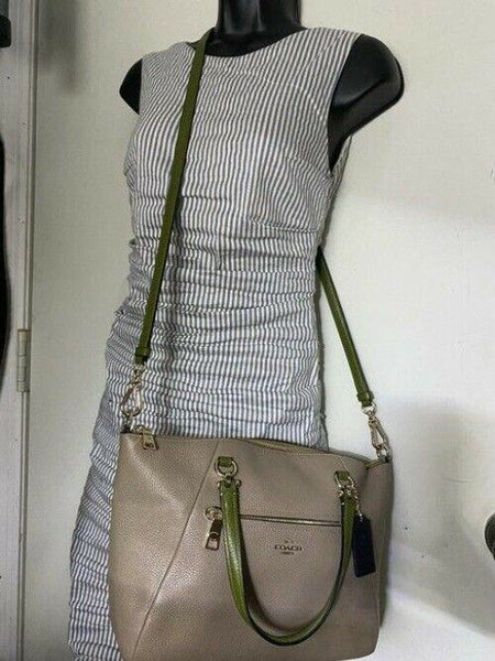 Coach prairie medium satchel tan leather cross body bag