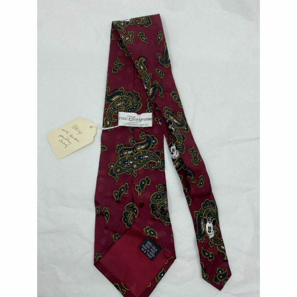 MICKEY MOUSE Disney Neck Tie Red Black Hand Made 100% Silk