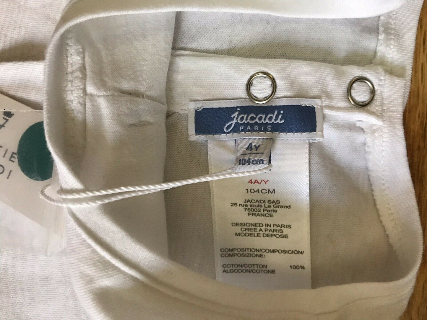 NWT! Lot Of 2 JACADI White Cotton Tops 4 Yrs
