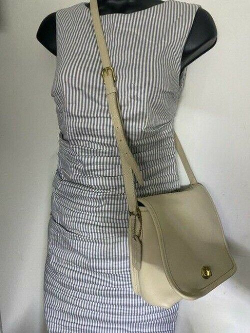 coach vintage rare beige leather cross body bag