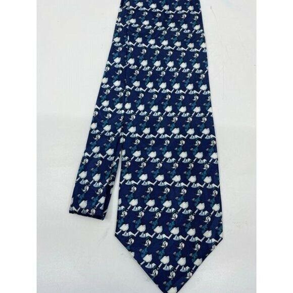 NWOT Disney Novelty Blue White Neck Tie 100% Silk