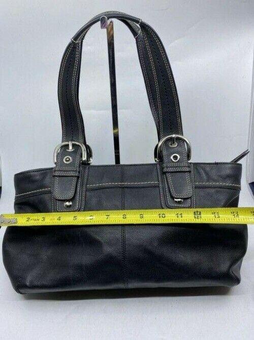 coach large black leather shoulder bag