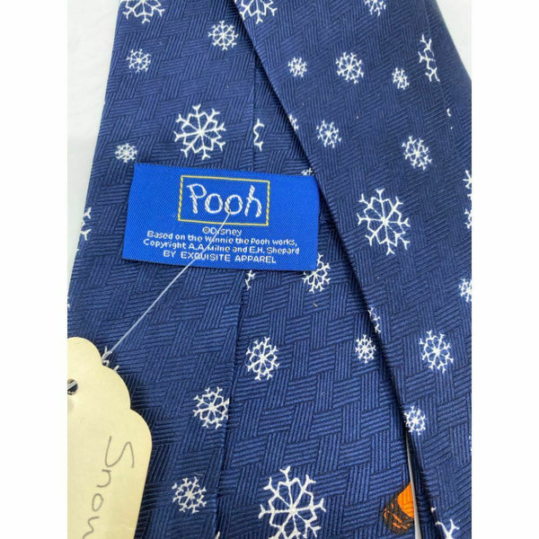 New! Winnie The Pooh Blue White Yellow Christmas Theme Neck Tie Msrp 35