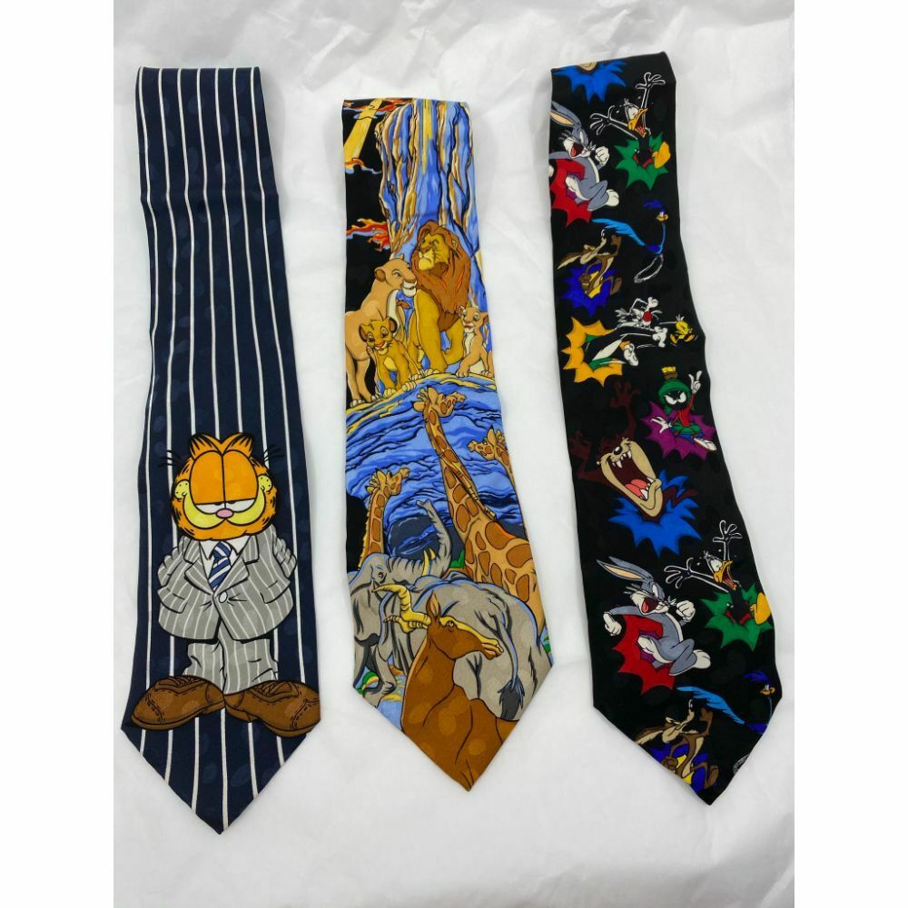 New Lot of 3 Neck tie Disney, Looney Tunes Multicolor Total Msrp 75