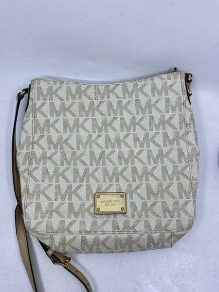 michael kors all over logo medium msrp black gray coated canvas cross body bag