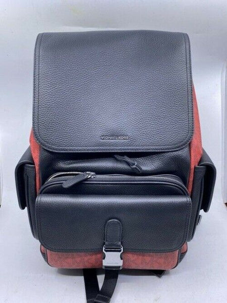 Michael Kors Hudson Logo And Utility Rucksack Crimson Leather Backpack
