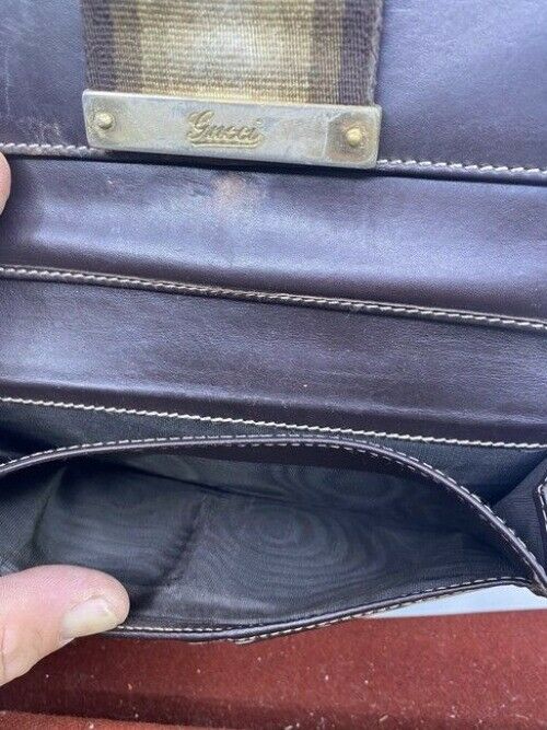 Gucci Brown Long Vintage Gg Web Wallet