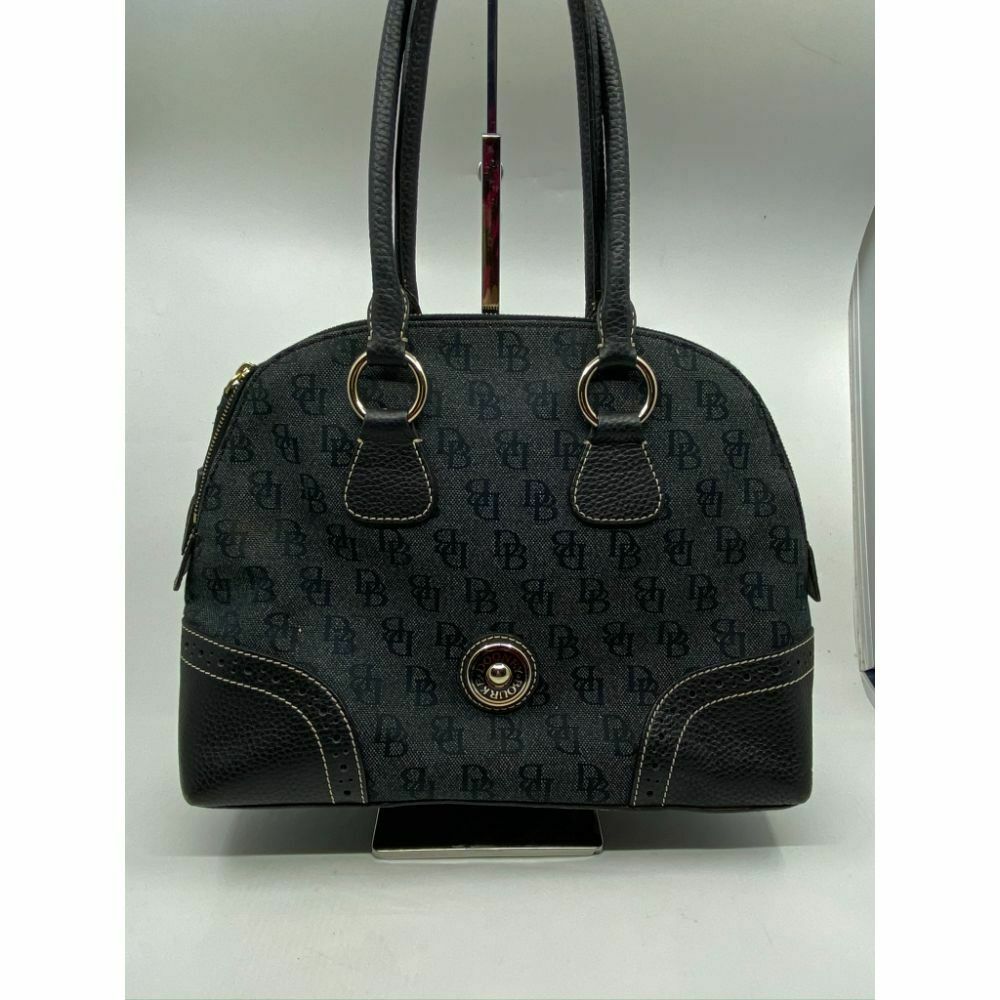 Dooney & Bourke Over Signature Fabric Size M Gray Black Shoulder Bag