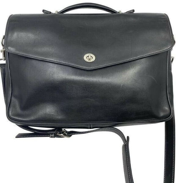 coach vintage black leather messenger bag