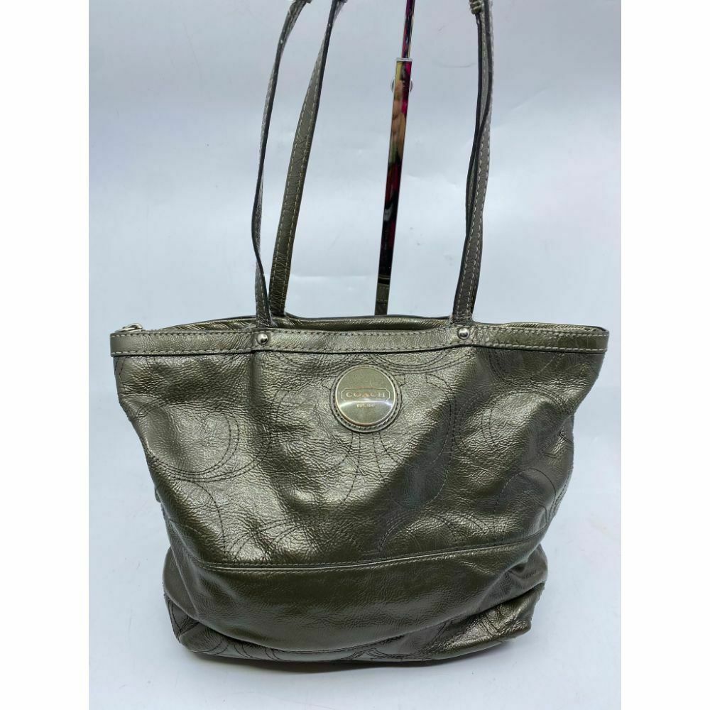COACH Large Patent Leather Silver Gold Shoulder Bag
