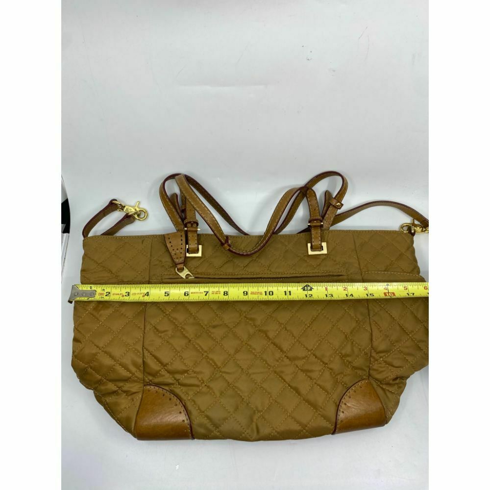 MZ WALLACE XL Light Brown Quilted Tote Bag w/ Leather Trim And Crossbody Strap