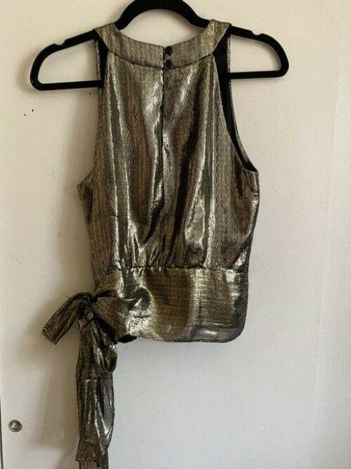 Milly gold black new women s foil msrp blouse