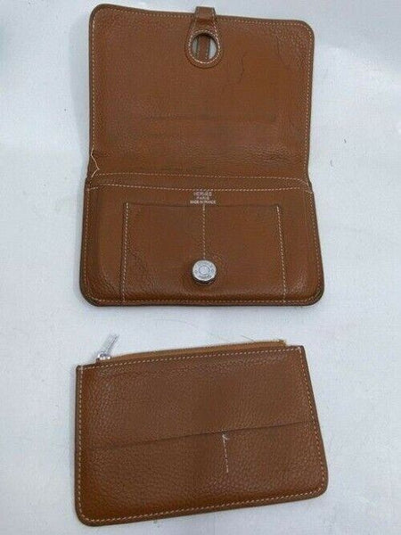 brown hermes vintage wallet