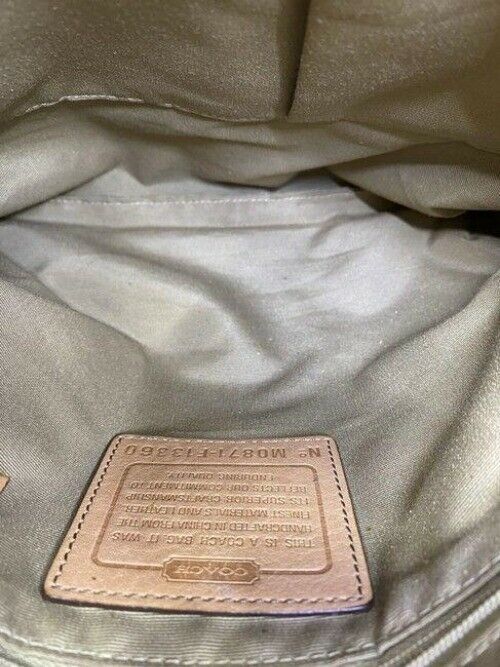 coach beige brown jacquard fabric cross body bag
