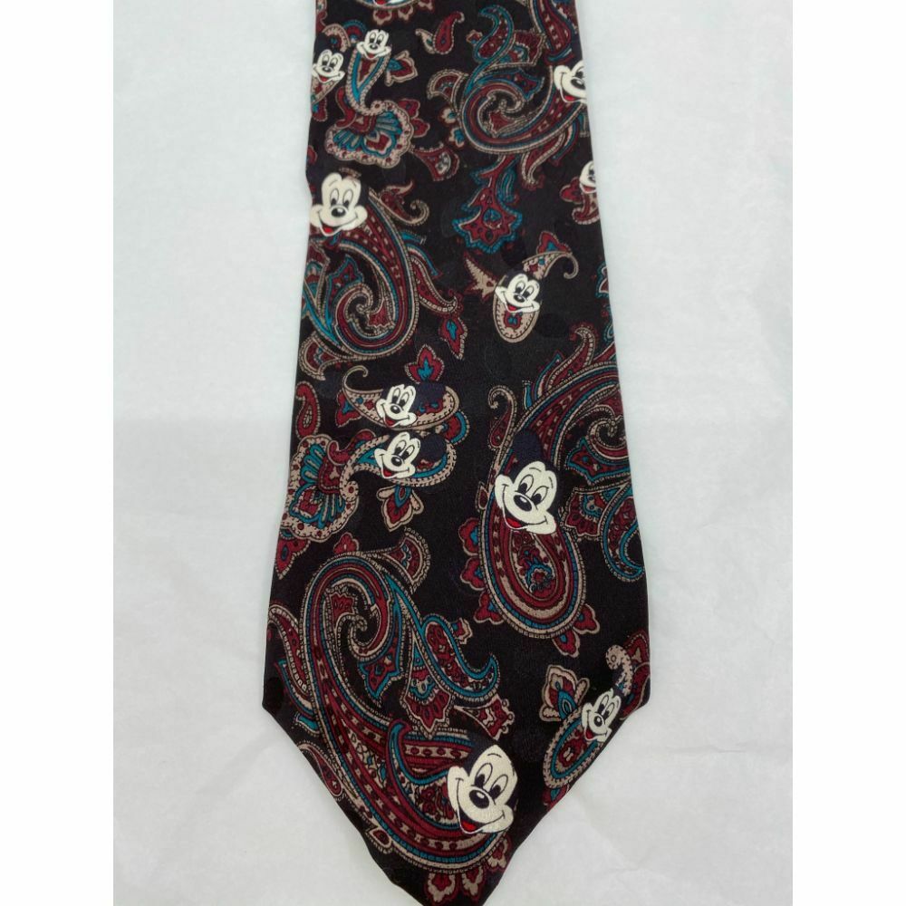 New! MICKEY MOUSE Disney Neck Tie Black Red White 100% Silk Handmade