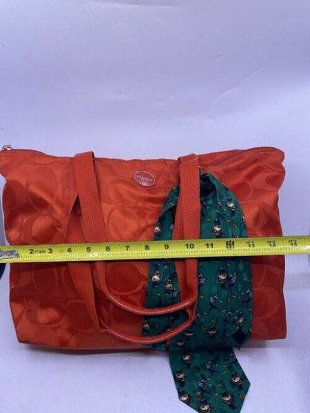 coach w w detachable specialty tie accent coral shoulder bag