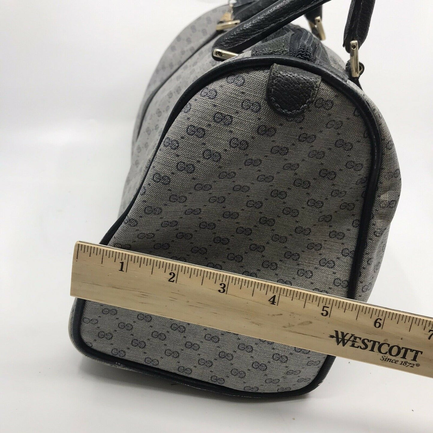 GUCCI Vintage Boston Bag Brown Coated Canvas
