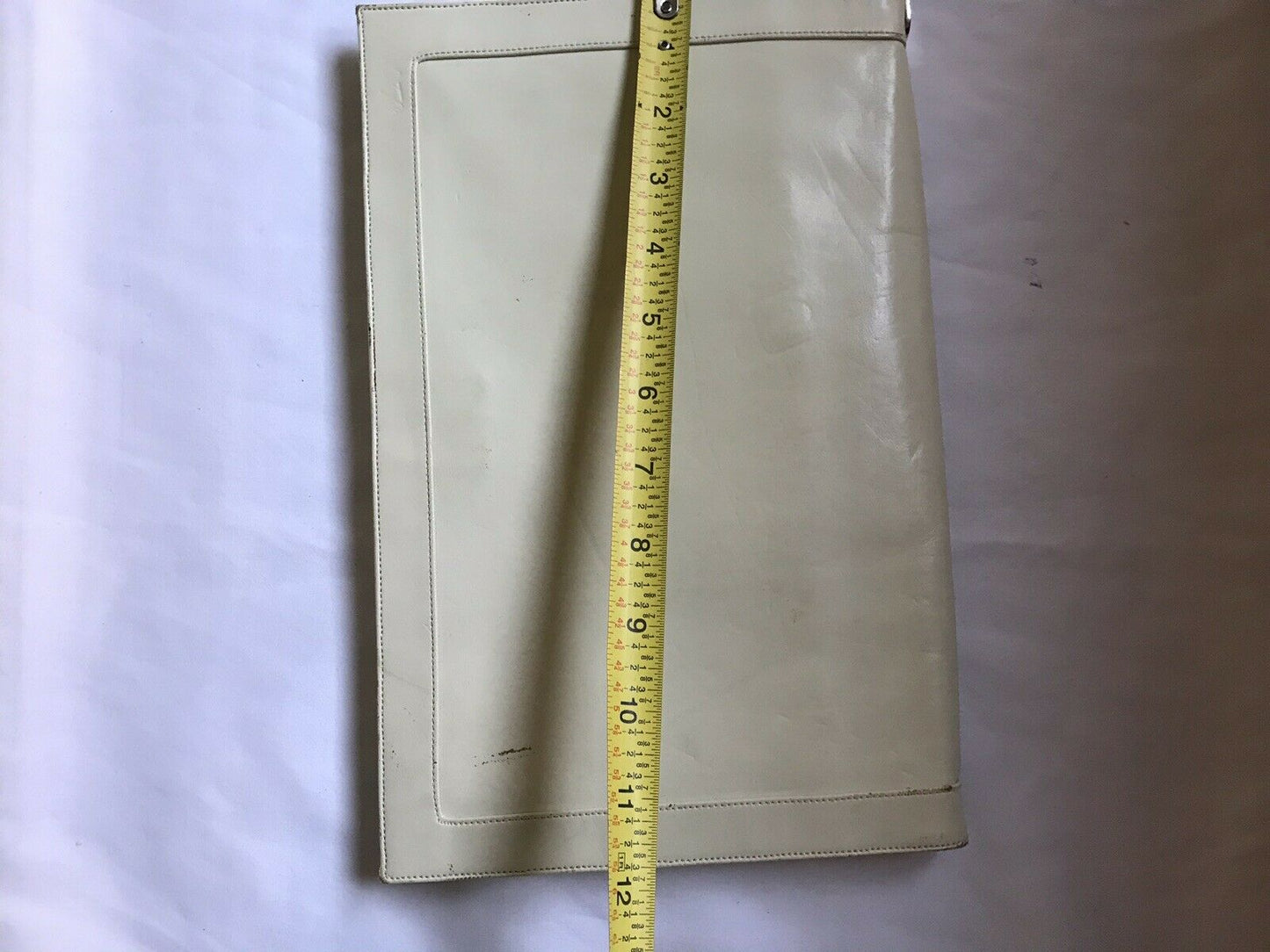 Vintage White Leather Clutch Bag Lou Taudor