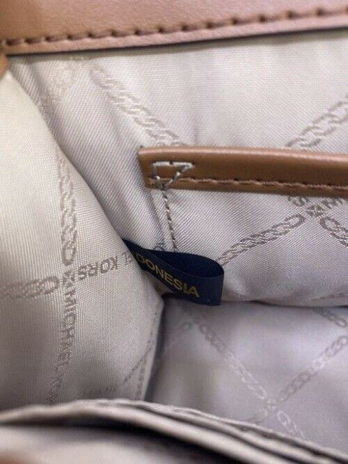 Michael Kors New Medium Logo Allover Brown Coated Canvas Cross Body Bag