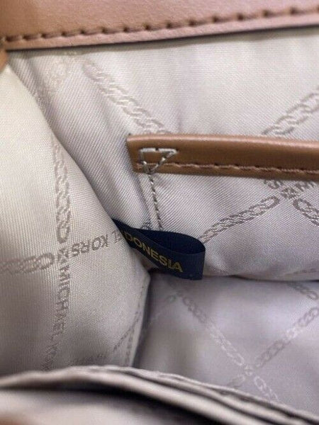 Michael Kors New Medium Logo Allover Brown Coated Canvas Cross Body Bag