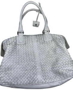 bottega veneta white woven leather shoulder bag