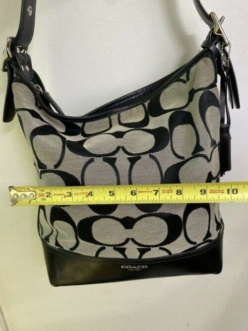 coach beige black jacquard fabric cross body bag