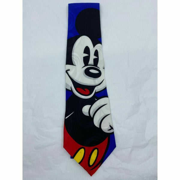 MICKEY MOUSE Disney Neck Tie Blue Black White Hand Made 100% Silk